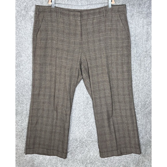 Lane Bryant Pants - Lane Bryant Wide Leg Pants Womens Size 24 Brown Glen Ellyn Plaid Pockets Cuffed